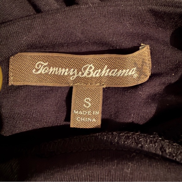 Tommy Bahama Size Small Black Maxi Beaded Halter Dress Flowy Built In Bra Beach - Picture 8 of 9